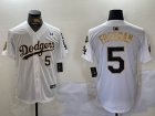 2024 World Series Los Angeles Dodgers #5 Freddie Freeman white gold fashion majestic baseball Jerseys-BD