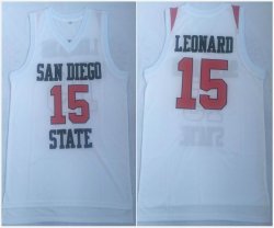 Throwback Kawhi Leonard #15 San Diego State Jerseys white Sewn Toronto Raptors Shirts