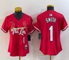 Women Nike St.Louis Cardinals #1 Ozzie Smith red majestic MLB Jerseys-BD