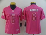 Women Browns #6 Baker Mayfield pink Nike Color Rush Limited Jerseys