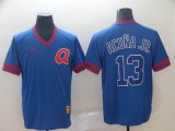 Nike Atlanta Braves #13 Ronald Acuna Jr. blue throwback baseball jersey