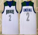 NCAA Chino Hills Huskies 2 Lonzo Ball White High School Basketball Jersey