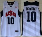 2012 London Olympic Dream # 10 Kobe Bryant White USA Basketball Team Jerseys