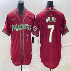 2023 World Cup Mexico #7 Julio Urias red majestic baseball jerseys 96