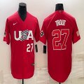 2023 World Cup #27 Mike Trout red USA majestic baseball jerseys 07