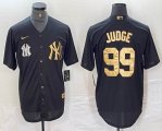 Nike New York Yankees #99 Aaron Judge black gold majestic baseball Jersey -BD 01