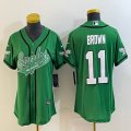 Women Philadelphia Eagles 11# A.J. Brown green baseball jerseys Joint name-BD