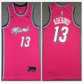 Nike Miami Heat #13 Bam Adebayo pink nba basketball jersey-XD