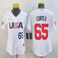 Women 2023 World Cup #65 Nestor Cortes white USA majestic baseball jerseys 04