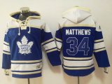 2017 Auston Matthews #34 Toronto Maple Leafs Blue beige ice hockey Hooded Sweatshirt