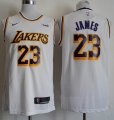 Nike Los Angeles Lakers #23 LeBron James throwback white NBA jerseys-688