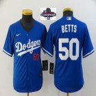 2024 World Series Champions patch Nike Los Angeles Dodgers #50 Mookie Betts blue youth majestic baseball jersey