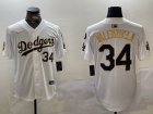 2024 World Series Los Angeles Dodgers #34 Fernando Valenzuela white gold majestic baseball Jersey