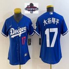 Women 2024 World Series Champions patch Los Angeles Dodgers #17 Shohei Ohtani Nike blue baseball Jersey -BD 05