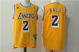 Los Angeles Lakers #2 Lonzo Ball throwback yellow nba jersey