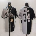 Las Vegas Raiders 34# Bo Jackson black gray splits baseball jerseys Joint name-BD 01