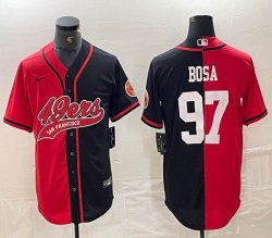 Nike San Francisco 49ers #97 Nick Bosa red black splits baseball jerseys Joint name -BD 03