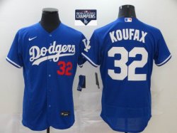 Nike Los Angeles Dodgers 32# Sandy Koufax blue mlb baseball jerseys 2020 Majestic MLB World Series