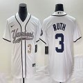 Nike New York Yankees #3 Babe Ruth white majestic baseball Jersey Joint name 02