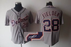 Detroit Tigers #28 Prince Fielder Grey MLB signature Jerseys