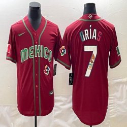 2023 World Cup Mexico #7 Julio Urias red blank majestic baseball jerseys 21