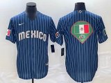 2023 World Cup Mexico blank blue majestic baseball jerseys-BD 13