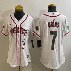 Women 2023 World Cup Mexico #7 Julio Urias white majestic baseball jerseys 06