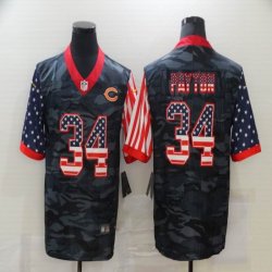 Nike Chicago Bears #34 Walter Payton black camo usa flag Color Rush Limited Jersey-BD