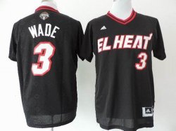 Miami Heat #3 Dwyane Wade Black Latin Nights Swingman Jersey-Decorative pattern