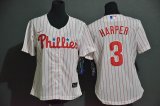 Women Philadelphia Phillies #3 Bryce Harper white majestic baseball jersey