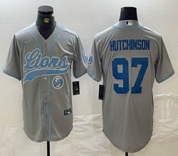 Nike Detroit Lions #97 Aidan Hutchinson grey baseball Joint name -BD 02