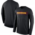 Men's Washington Redskins Nike Black Sideline Seismic Legend Long Sleeve T-Shirt