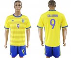 2017-2018 Sweden team KALLSTROM #9 yellow blue soccer jersey home