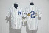 2017 New York Yankees #2 Derek Jete white baseball jersey with two patch