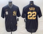 New York Yankees #22 Juan Soto Nike black gold majestic baseball Jersey -BD 01