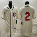 Nike Cincinnati Reds #2 beige throwback mlb jerseys-BD