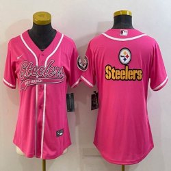 Women Nike Pittsburgh Steelers blank pink baseball jerseys Joint name-BD 01