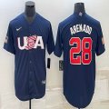 2023 World Cup #28 Arenado blue USA majestic baseball jerseys 04