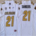 Colorado Buffaloes #21 Shilo Sanders White College jerseys