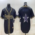 Nike Cowboys #4 Dak Prescott black baseball jerseys Joint name-BD