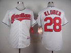 Cleveland Indians #28 Corey Kluber white mlb baseball jersey