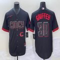 Nike Cincinnati Reds #30 Ken Griffey Jr. black majestic baseball jerseys Joint name-BD