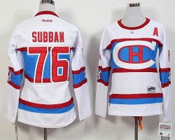 Women Montreal Canadiens #76 PK Subban white Ice hockey Jersey 2016 winter classic patch