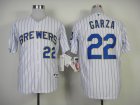 Milwaukee Brewers Matt Garza 22 white stripe mlb baseball jerseys