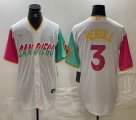 Nike San Diego Padres #3 Jackson Merrill white pink green MLB Baseball jerseys 01