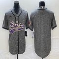 Nike Los Angeless Lakers blank Hemp grey baseball jerseys Joint name-BD 05