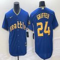 Nike Seattle Mariners #24 Seattle Mariners Ken Griffey Jr. blue majestic mlb jersey city version-BD