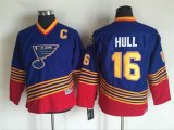 Youth St.Louis Blues #16 HBrett Hull Blue NHL Hockey Jersey C patch