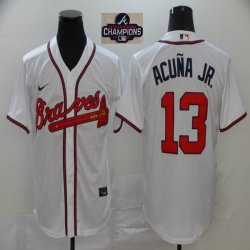 Nike Atlanta Braves #13 Ronald Acuna Jr. white majestic baseball jersey