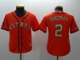 Youth Houston Astros #2 Alex Bregman orange gold 2017 World Series Champions jerseys